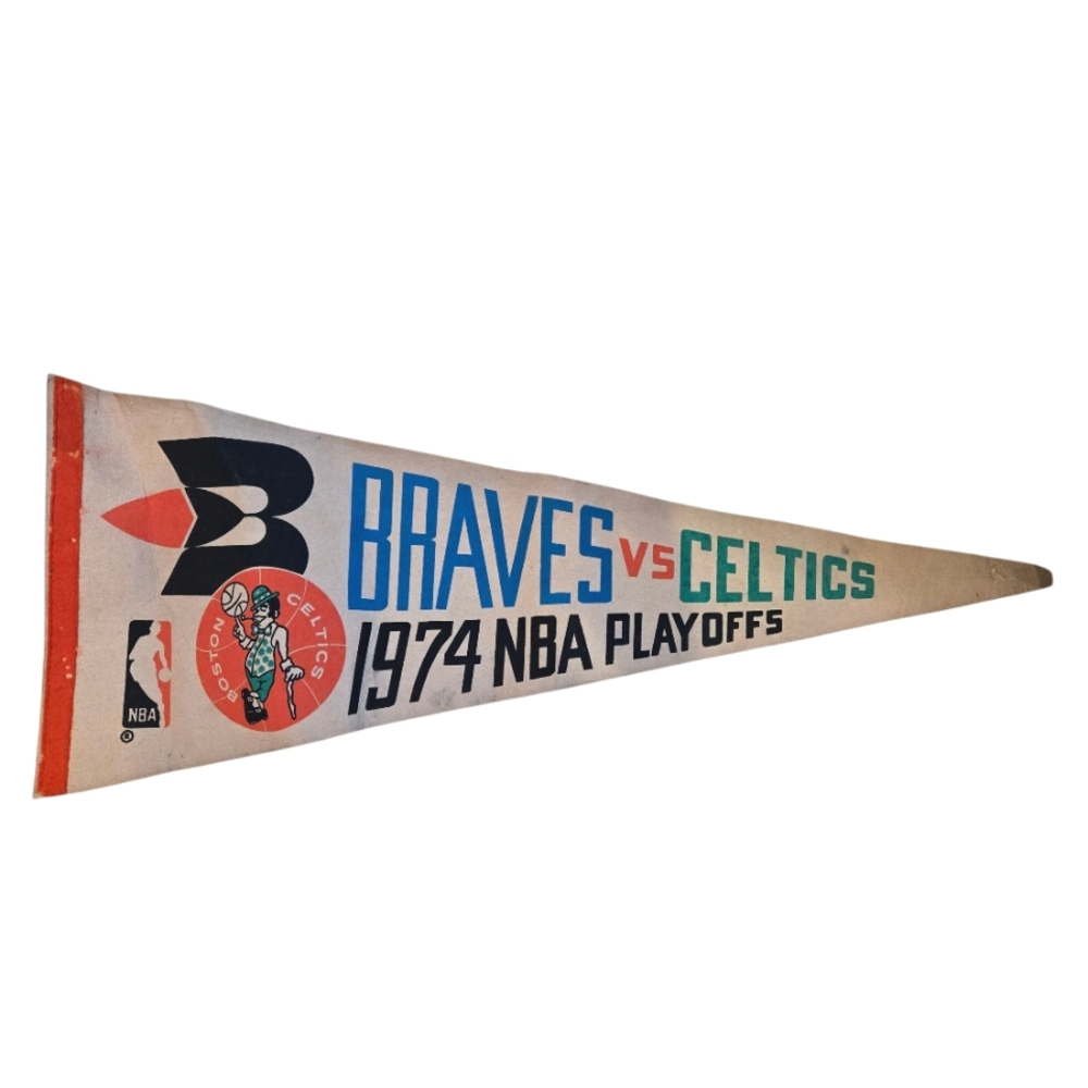 Vintage 1974 NBA Playoffs Braves vs Celtics Pennant